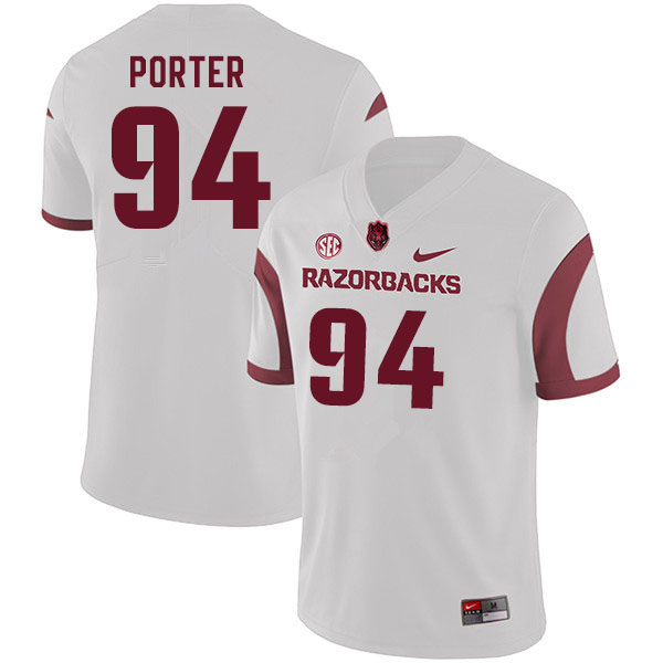 Men #94 David Porter Arkansas Razorbacks College Football Jerseys Sale-White